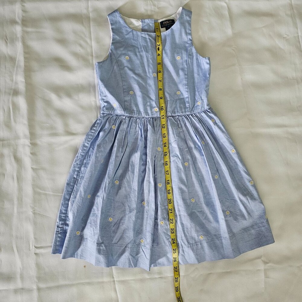 Polo Ralph Lauren Kids Girls Blue Fit And Flare Daisy Oxford Dress Size 7 - Picture 15 of 16